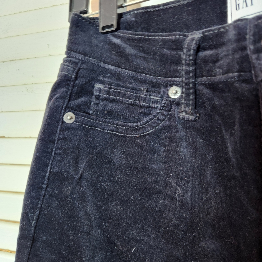 GAP Women's Navy Blue Velvet 5 Pocket Trousers